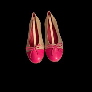Two-Tone AEROSOLS Pink and Tan Women’s Ballet Flats with Bow
